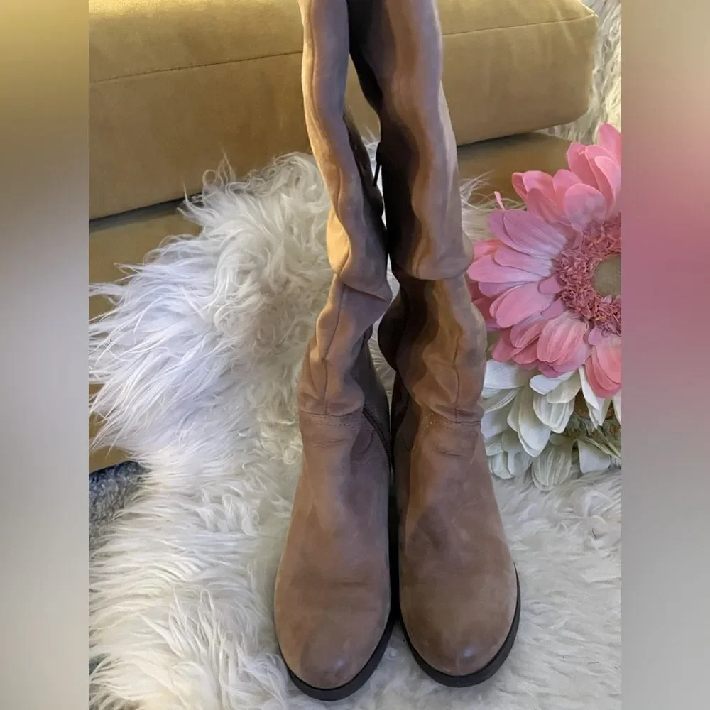 Aldo Suede Over The Knee Slouchy Heeled Boots 6.5